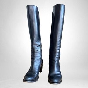 AGL Atillio Leombruni tall black leather heeled boot size 6.5 36.5 Made in Italy